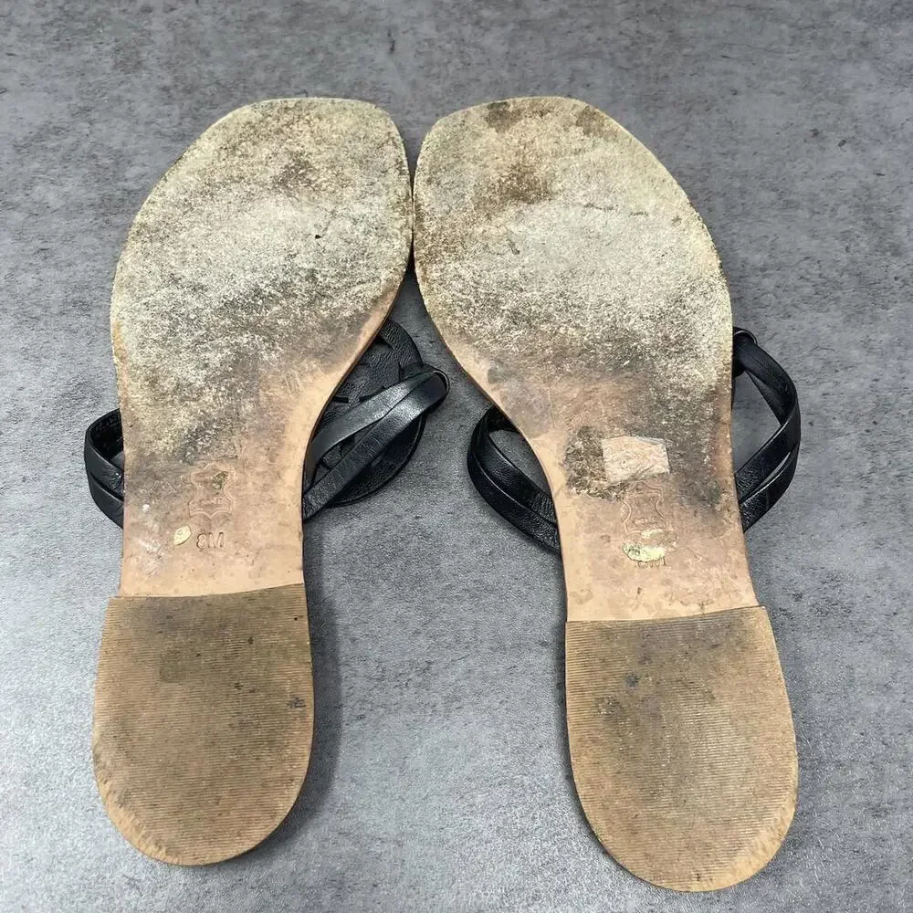 Tory Burch Sandals Womens Size 8 Miller Thong Black Brown Leather - Picture 6 of 7